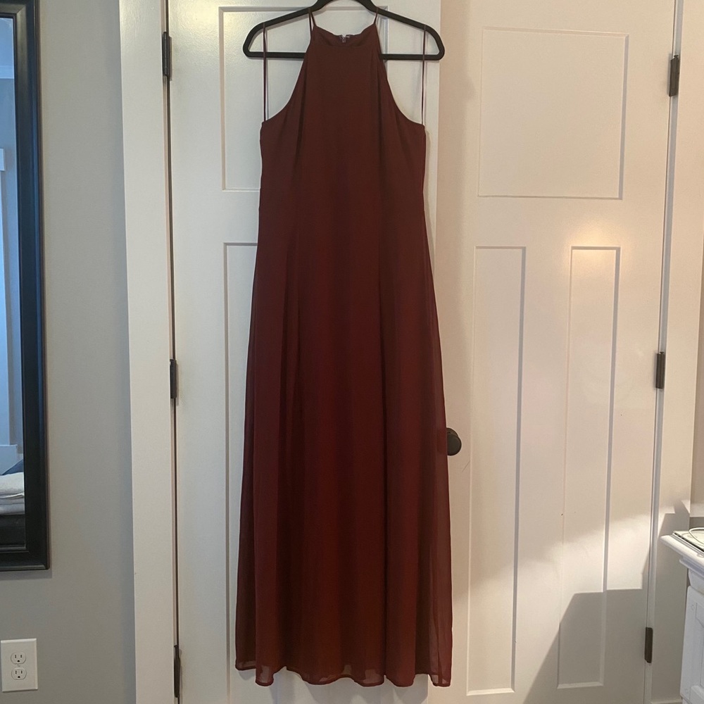 Red Wine Chiffon Maxi Dress